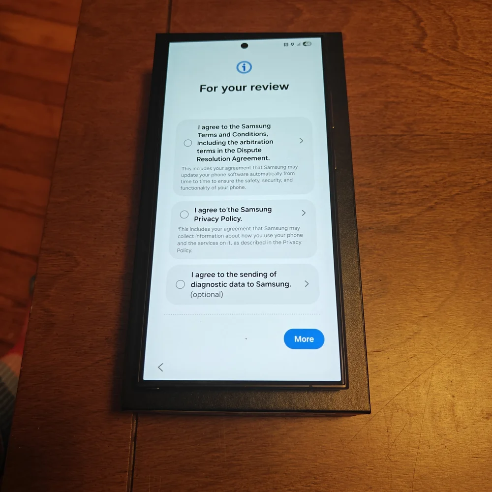 Samsung Black Cell Phone with Advanced Display and Reading Interface